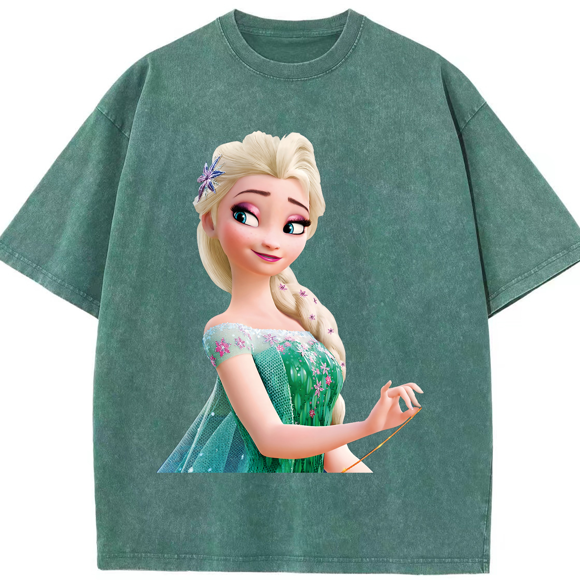 （画像用） アナと雪の女王 アンナ エルサ Frozen Anna Elsa 綿100% ヴィンテージ風 半袖Tシャツ（フロントプリント）